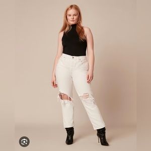 Good American White Jeans Distressed
